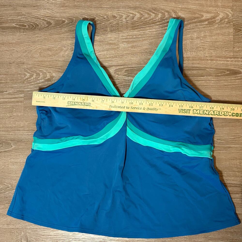 Lands’ End Plus Size Tankini Set 18W 20W Blue Aqua Molded Cup Swim Top Bottom - Picture 9 of 14